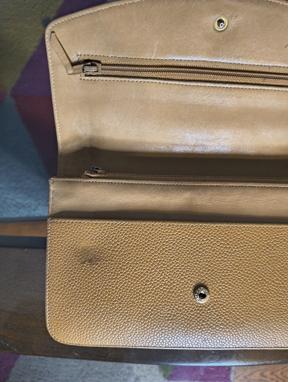 🔹Authentic Vintage Timeless Chanel Rare Mustard Caviar CC Clutch Made In France - Picture 8 of 9